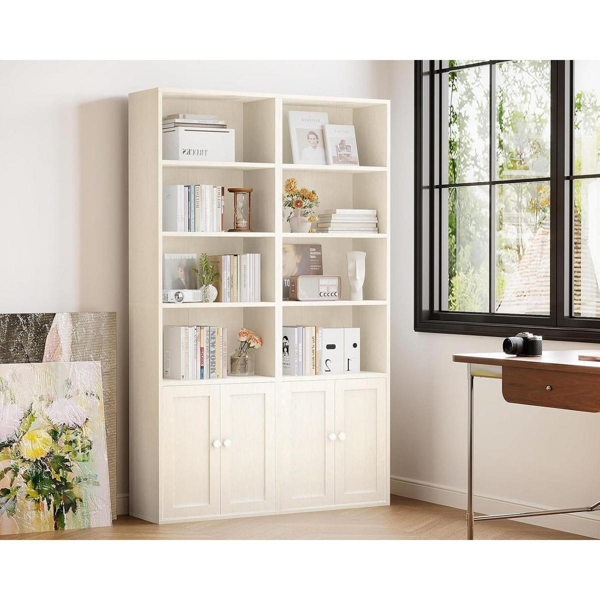 BÜCHERREGAL mit Türen 176.4 x 48 cm Weiß - Weiß, Holzwerkstoff (48/176.4/24cm)