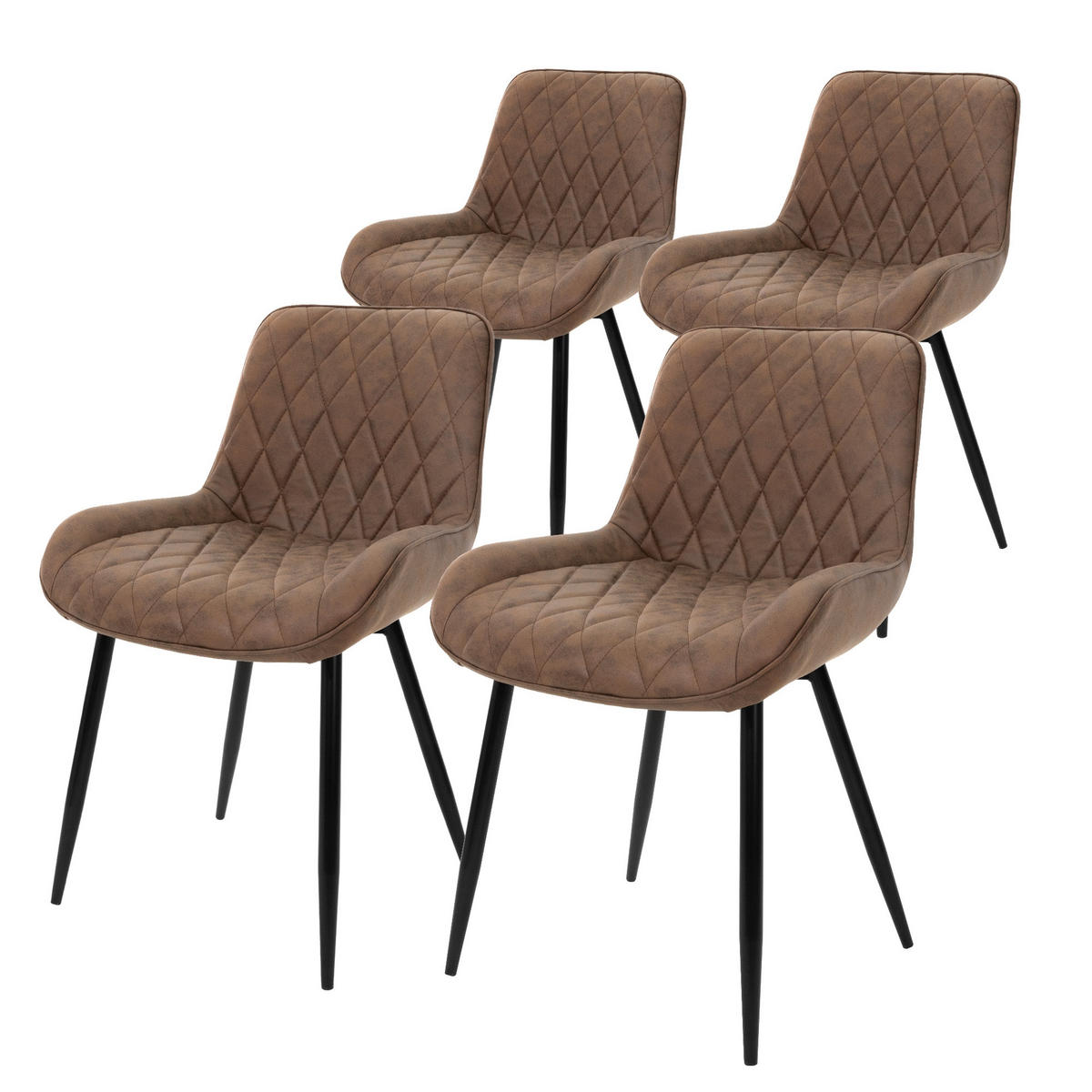ESSZIMMERSTUHL Samt Braun 4er Set - Braun, Metall (54/81/60cm) - ML-DESIGN