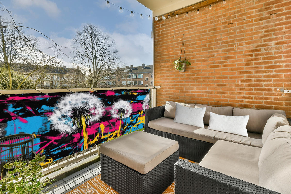 BALKON-SICHTSCHUTZ Straßenkunst - Bunt - Wand - Schwarz, Kunststoff (300/100cm) - MuchoWow