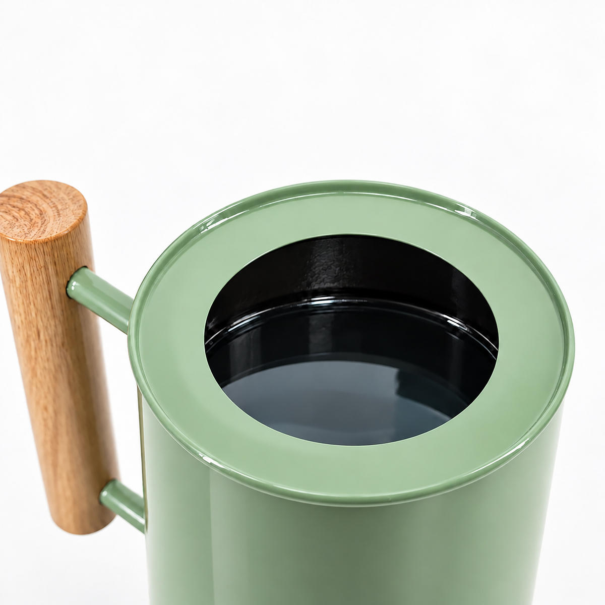 GIESSKANNE Salbei Metall Holzgriff 1 l - Grün, Holz/Metall (11/17.5/27cm) - Relaxdays