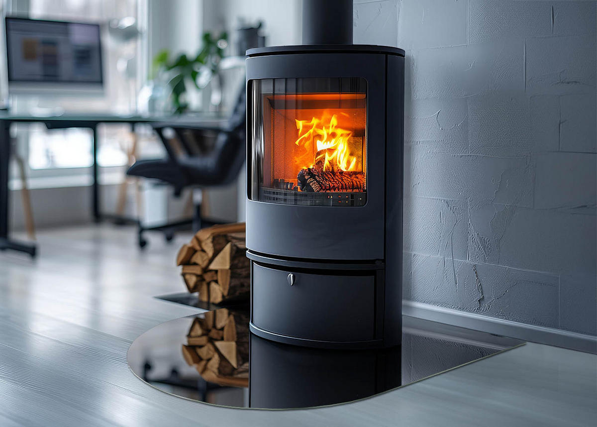 GLASPLATTE für Kamin 80x70 cm - Schwarz, Glas (80/70/0.4cm) - TULUP