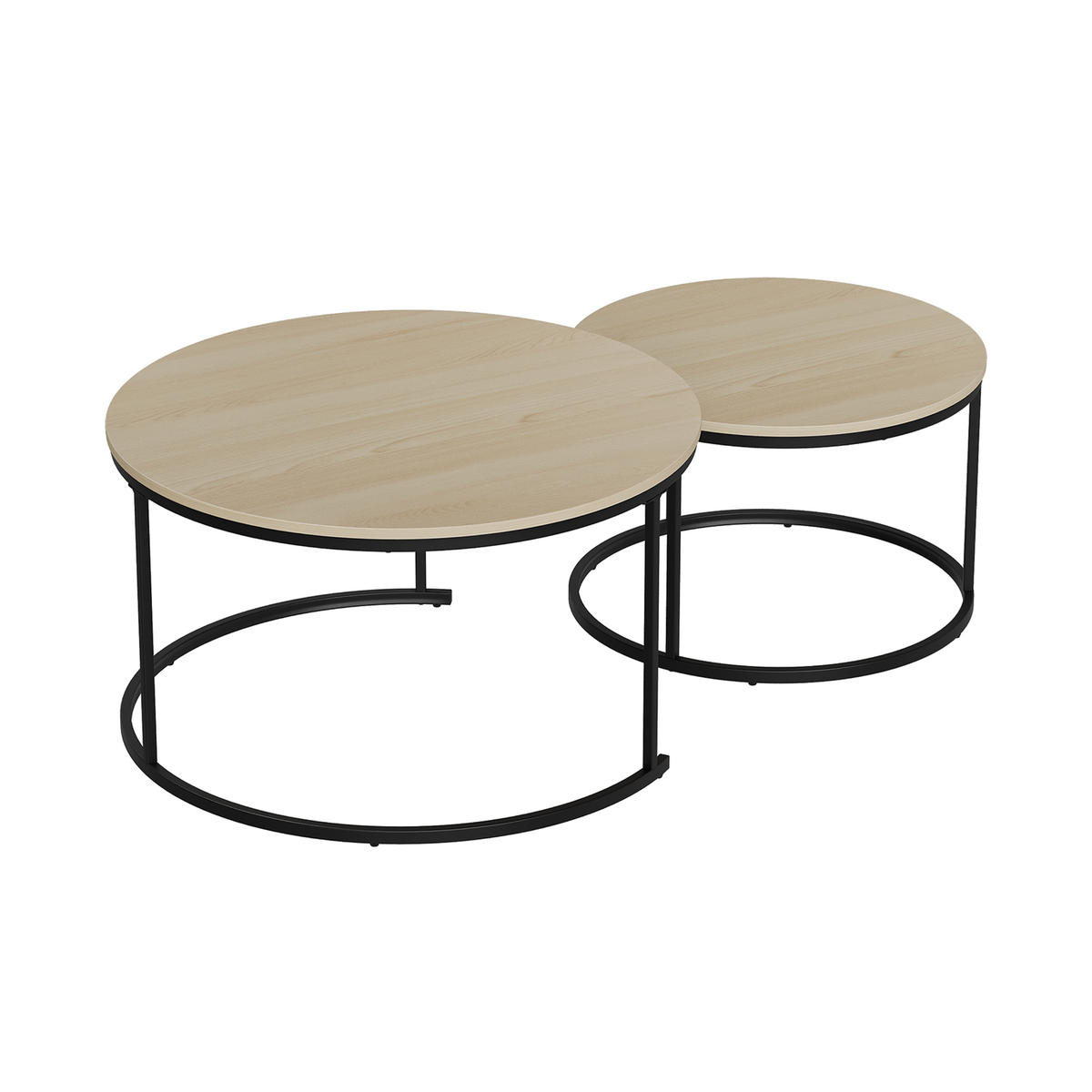 COUCHTISCH-SET Eichefarben 2er-Set 80/80/45 cm - Eichefarben, Metall (80/80/45cm) - PANGIVO
