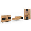 WOHNWAND Tirano 3er-Set Eiche Natur / Schwarz / Hirnholz - Eichefarben/Multicolor, Holz/Metall (437/147/39cm) - Feldmann-Wohnen