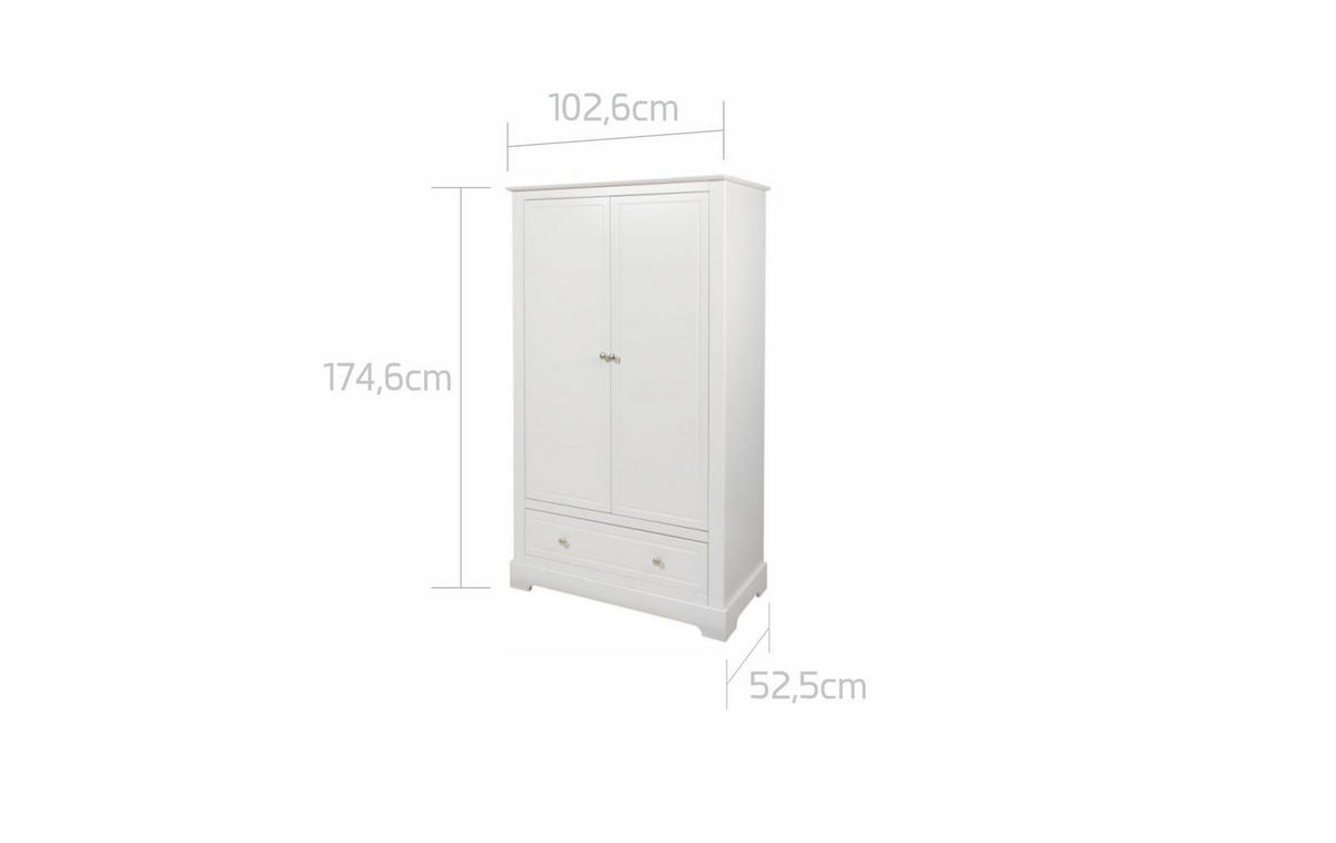 KINDERKLEIDERSCHRANK Marylou, 2-türig – ideal für das Kinderzimmer Weiß - Weiß, Holzwerkstoff (103/175/52cm) - RAUMHIRSCH FURNITURE