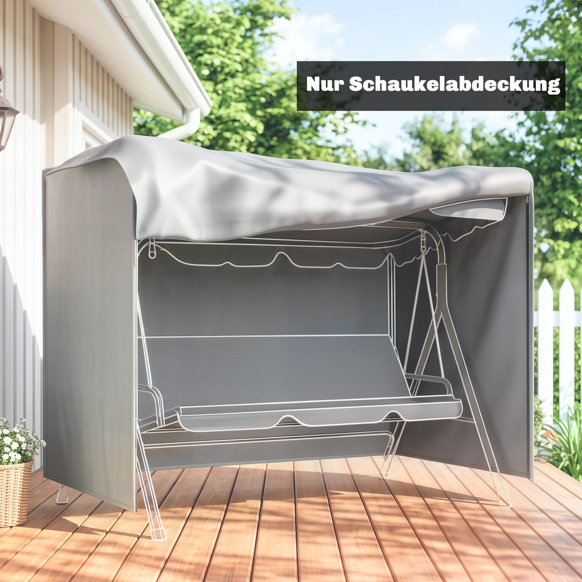 ABDECKUNG Hollywoodschaukel, Grau - Grau, Kunststoff (124/164/205cm) - Outsunny