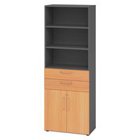 KOMBISCHRANK - mit Schubladen 42/80/215,6 cm in Graphitfarben/Buchefarben - Buchefarben/Graphitfarben, Holzwerkstoff (80/215.6/42cm) - bümö