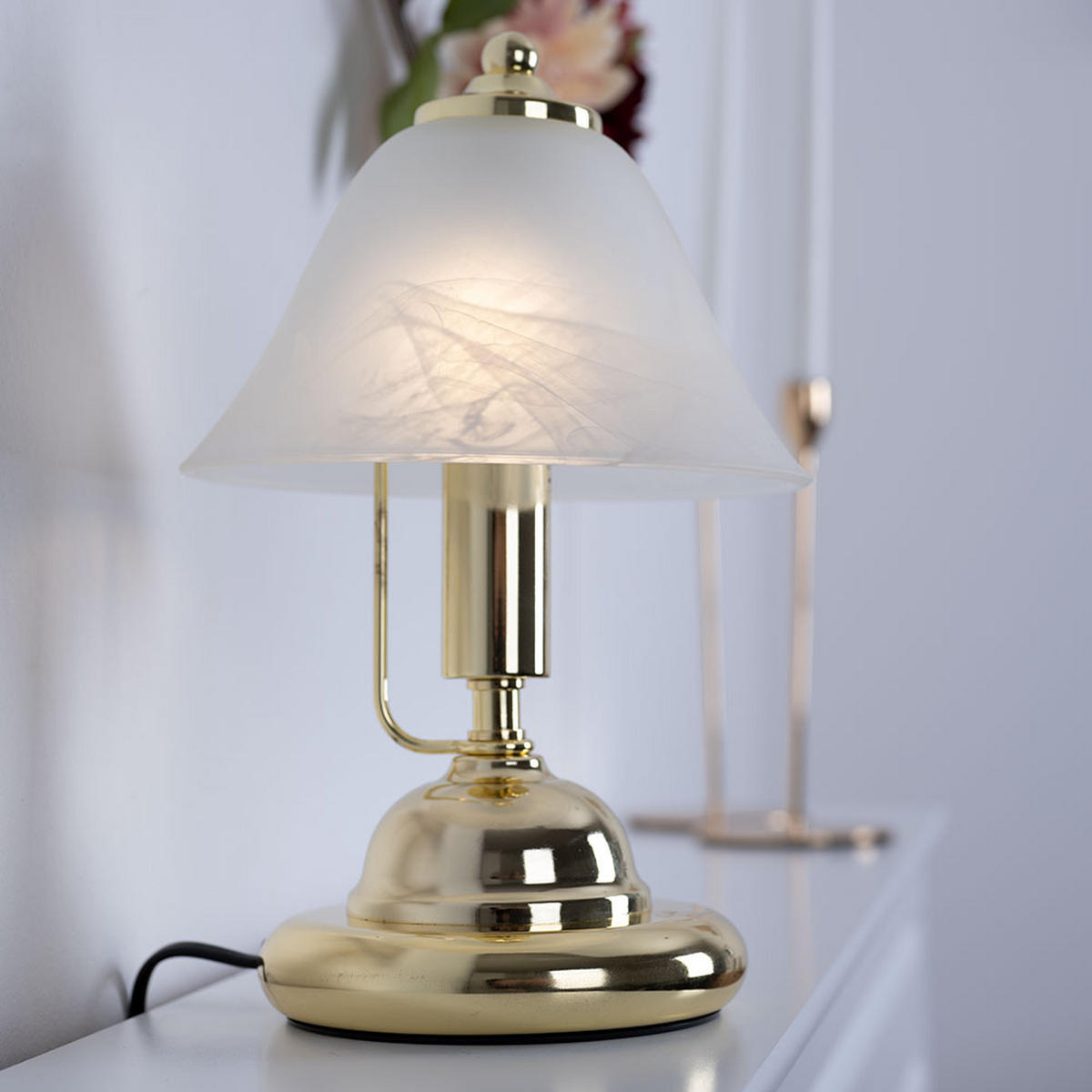 TISCHLEUCHTE Messing Glas Gold - Goldfarben, Glas (17/17/27cm) - Globo Lighting