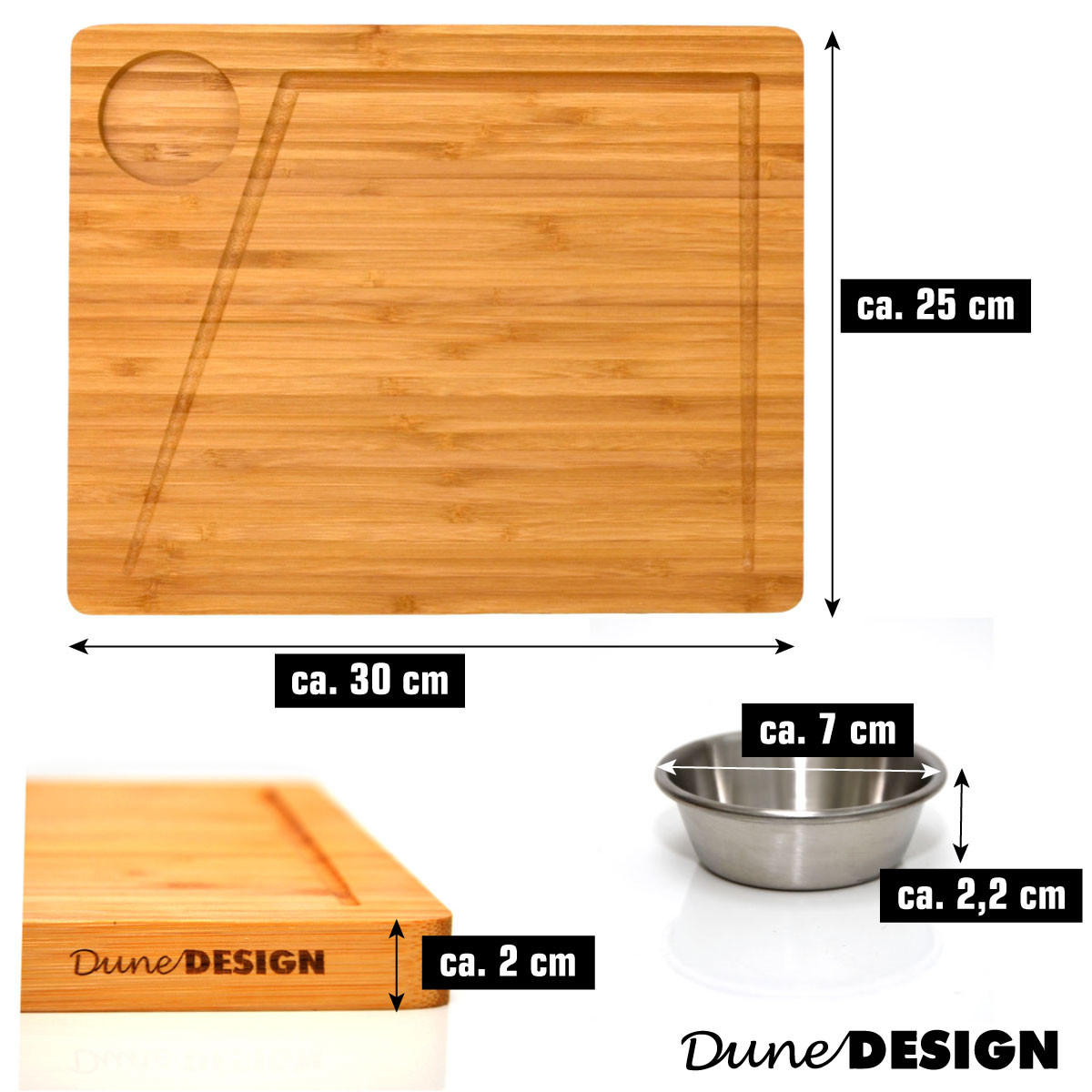 RACLETTEBRETT 6er Set, 25/30/2 cm, Bambus - Beige, Holz (25/30cm) - Dunedesign