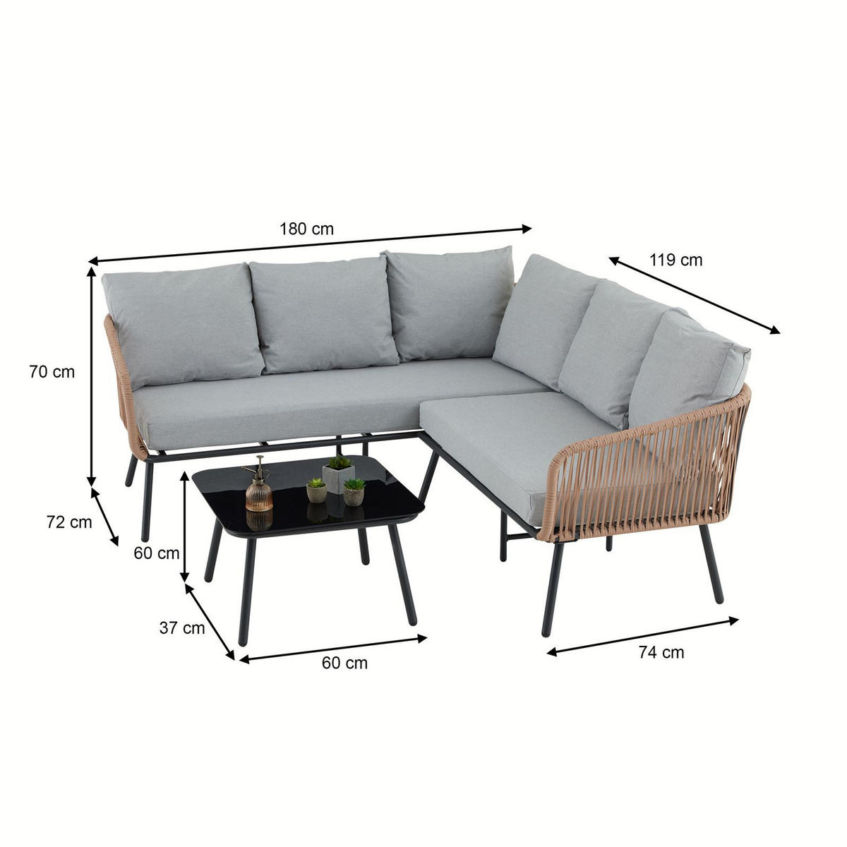GARTENLOUNGE JAKARTA - Braun/Grau, Metall - IDIMEX