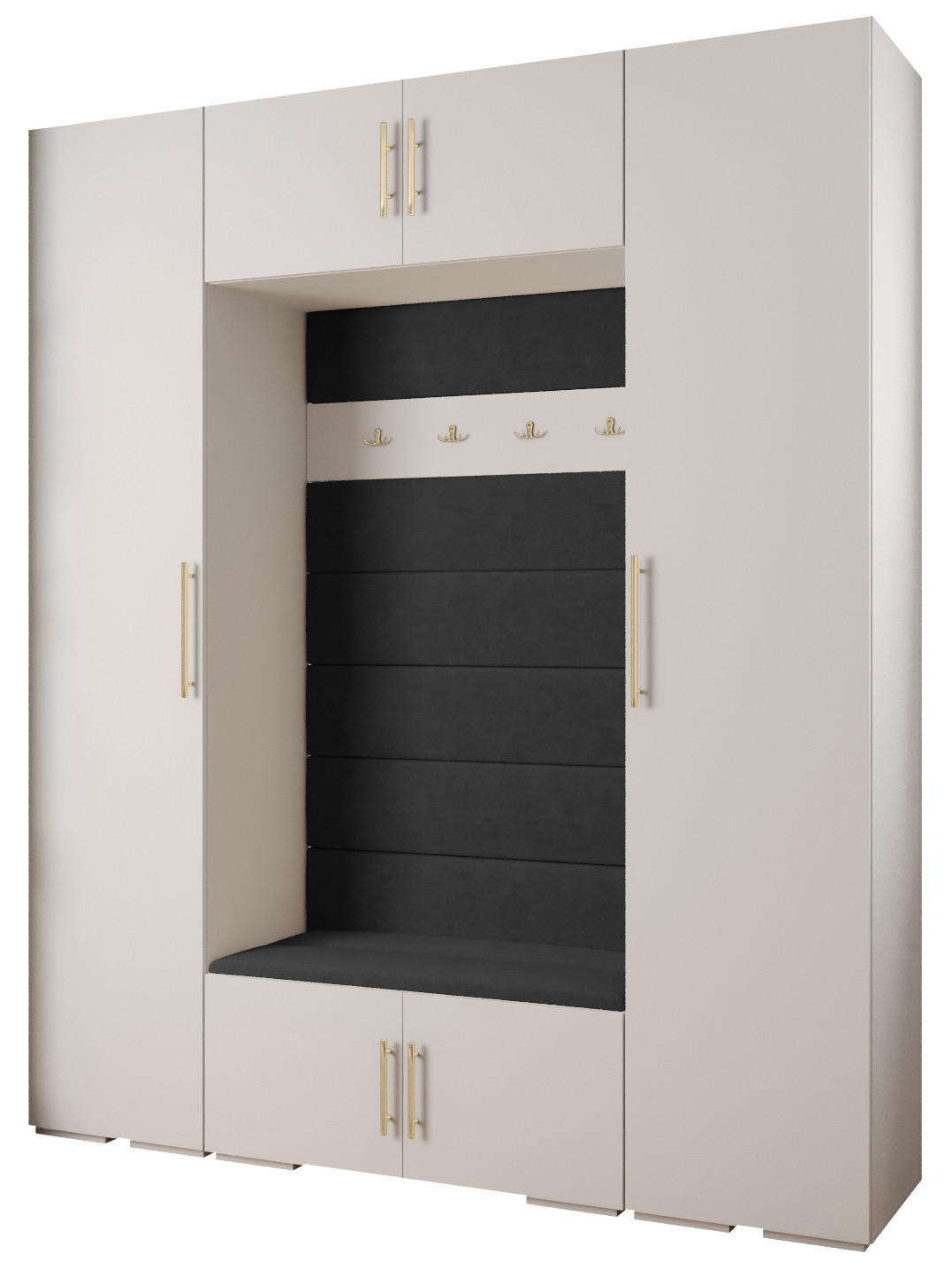 GARDEROBEN-SET 236,7/200/47 - Goldfarben/Schwarz, Holz/Kunststoff (200/236.7/47cm) - Abiks Möbel