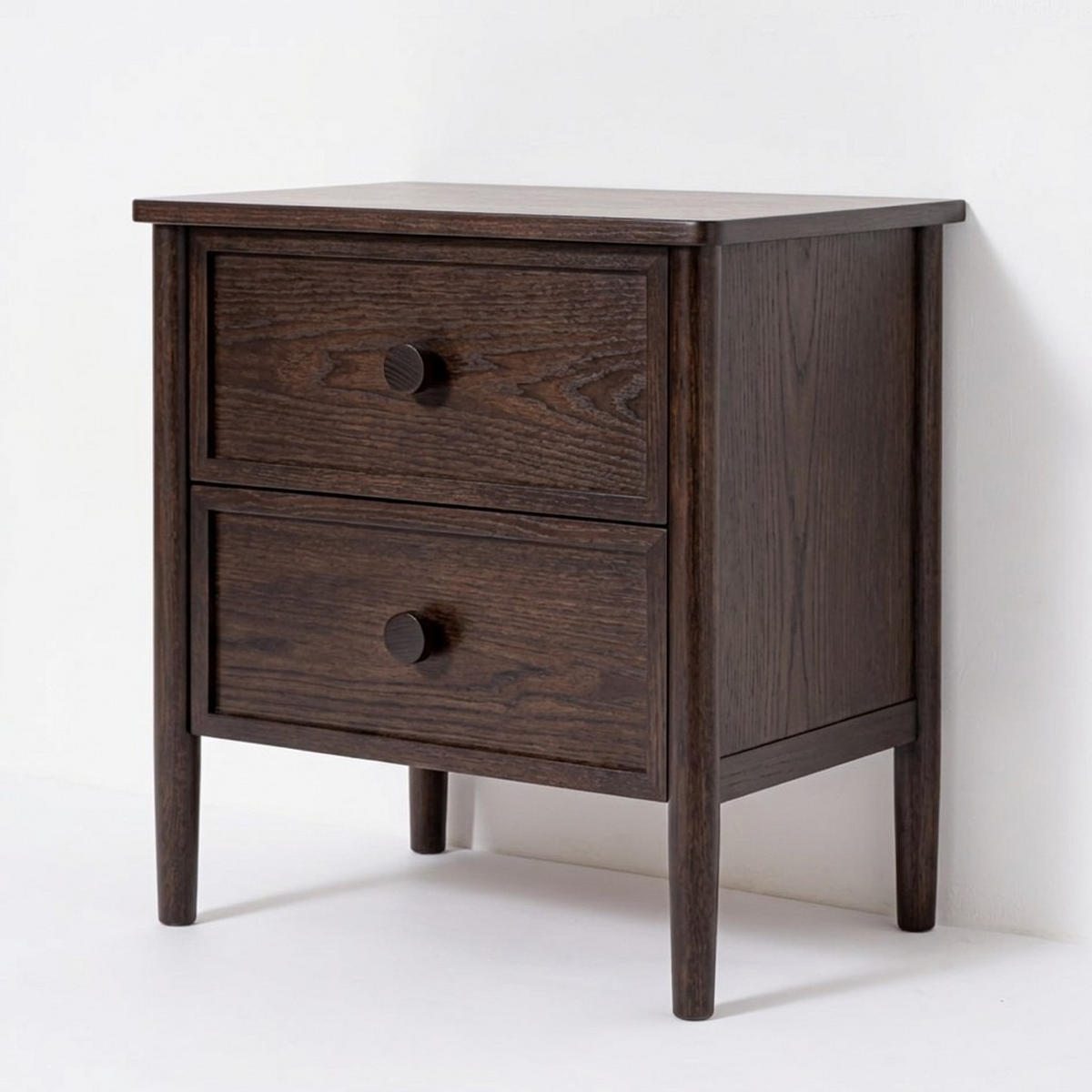 2ER Set Nachttisch Rose, Eichenholz und Eichenfurnier, Espresso - Braun, Holz (58/60/40cm) - WOODEK