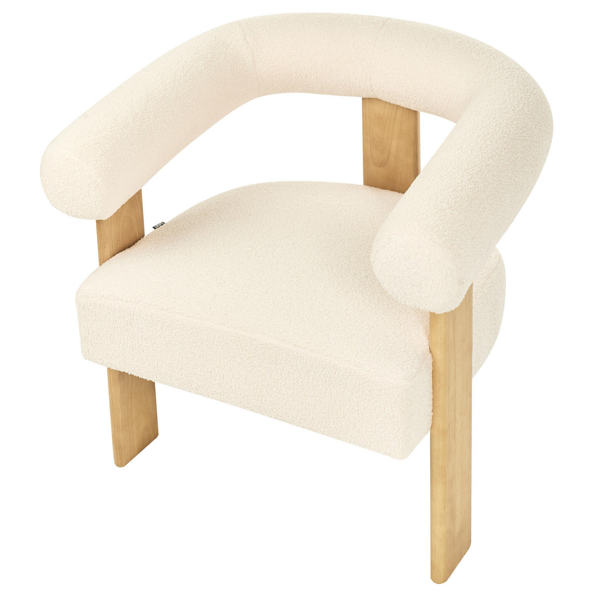 SESSEL Bouclé Cremeweiß/Hellbraun Ilbro - Weiß, Textil (77/76/68cm) - Beliani