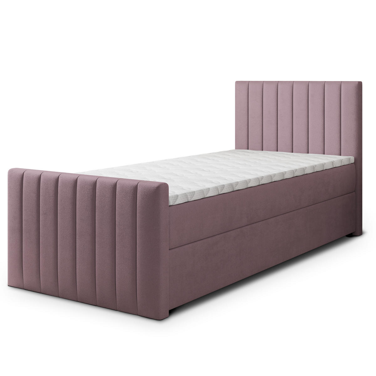 BOXBETT ARION 100 100x200 cm mit Matratze und Topper, H2+H3 - Rosa - Rosa, Holz (100/200cm) - MASSENO