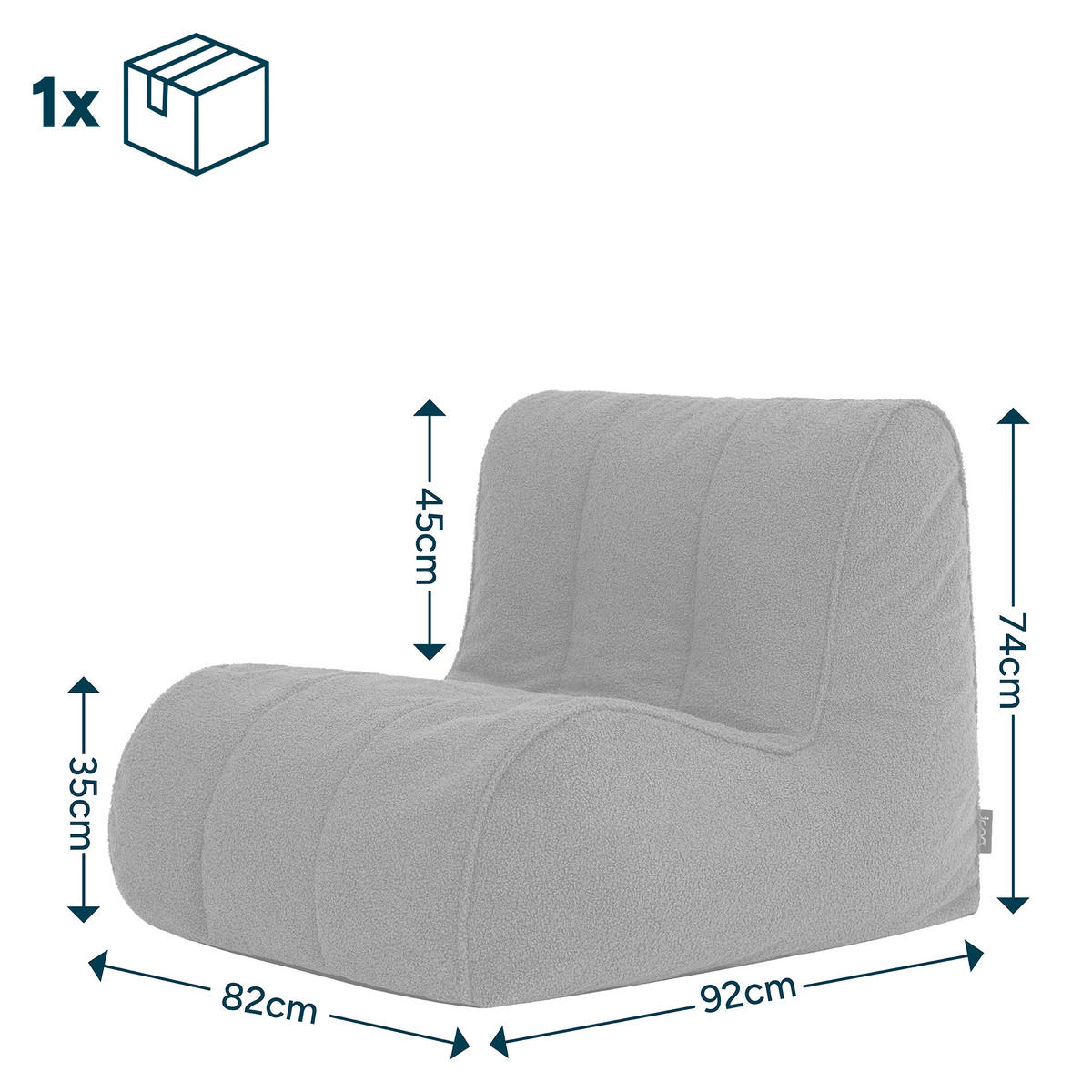 SITZSACK aus Boucle Swoop - Olivgrün, Textil (82/74/92cm) - icon
