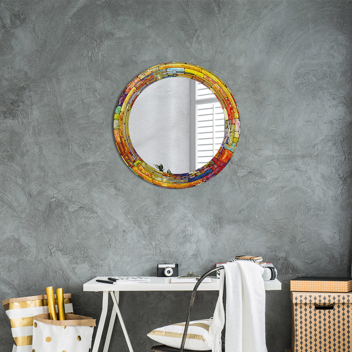 SPIEGEL Ø60 cm Rund mit Aufdruck - Multicolor, Glas (60/60/0.4cm) - TULUP