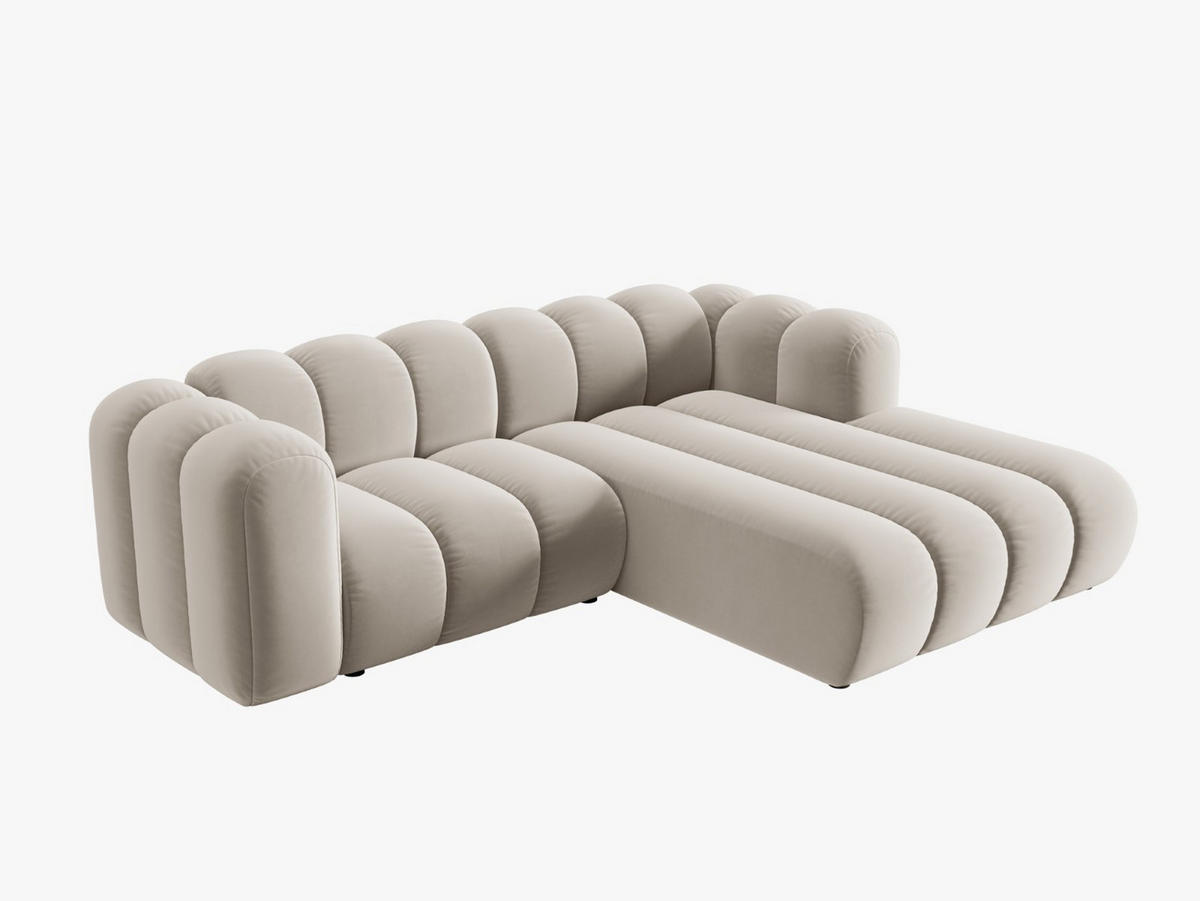 ECKSOFA modular rechts Lupine aus Samt beige 3 Sitzplätze - Beige, Textil (177/230cm) - Micadoni