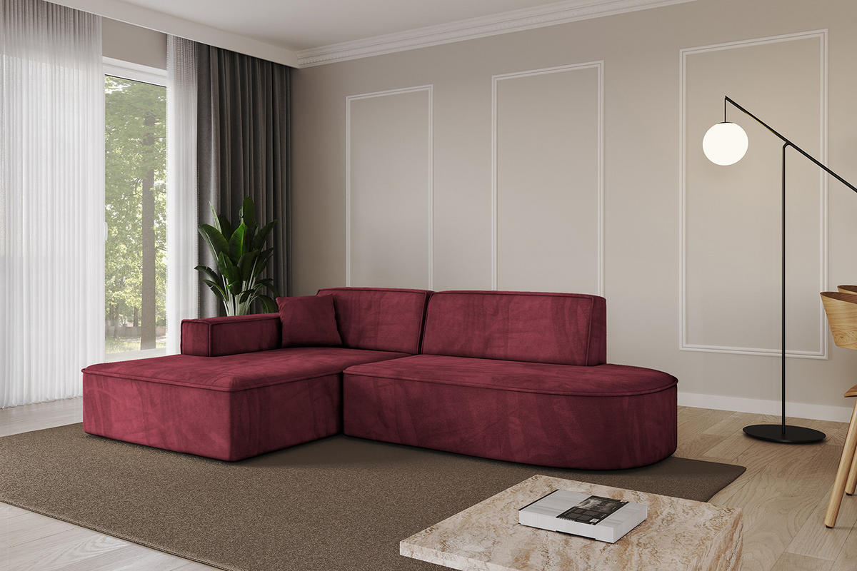 ECKSOFA Ottomane Links IREA-L1-v4 - 233x165x72,5 cm Bordeauxrot - Bordeaux, Holzwerkstoff/Textil (233/165cm) - ALTDECOR