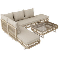 GARTENLOUNGE Modular 5-tlg. Beige/Grün - Beige, Metall - ComfortXL