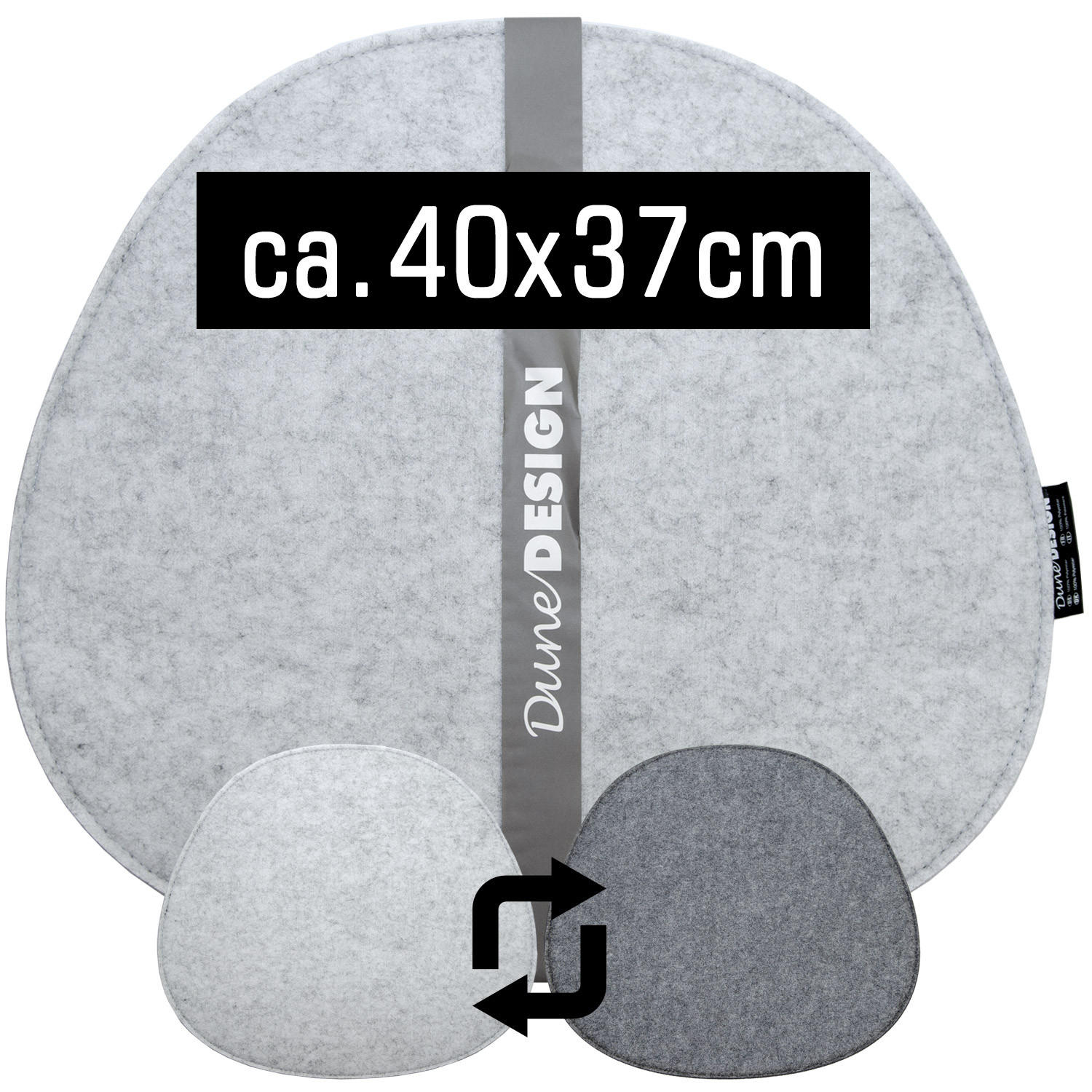 STUHLKISSEN 4er Set 40/37 cm Filz, Grau - Grau, Kunststoff (40/37/1cm) - Dunedesign