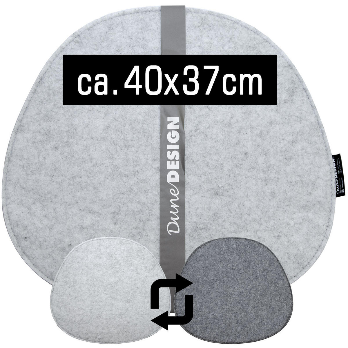 FILZ-SITZKISSEN zum Wenden, 40/37/0,8 cm, Grau - Grau, Kunststoff (40/37/1cm) - Dunedesign