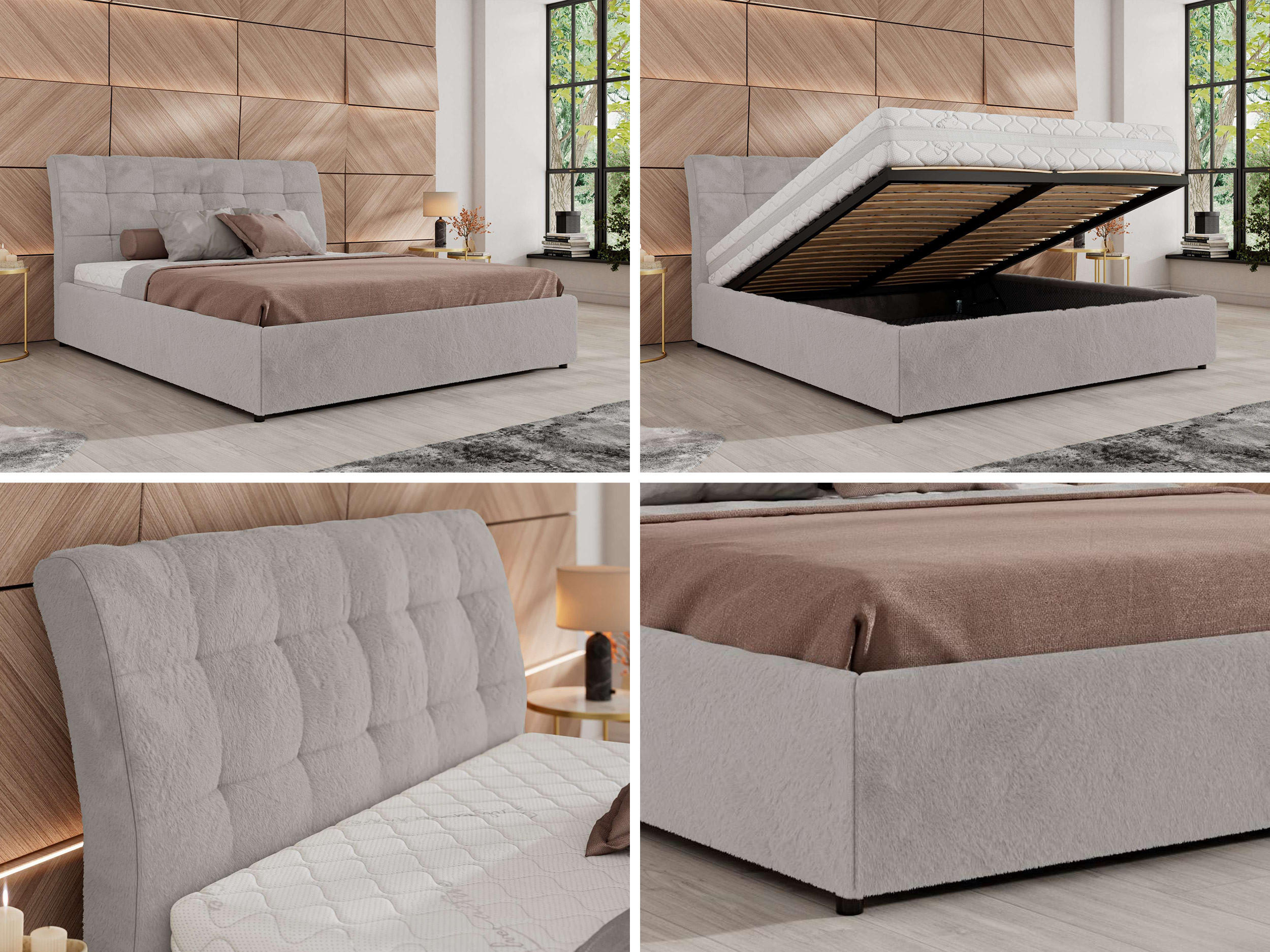 Thumbnail - MKS Polsterbett, Hellgrau, Textil, H3, Rechteckig, 180x200 cm, Oeko-Tex®, Schlafzimmer, Betten, Polsterbetten