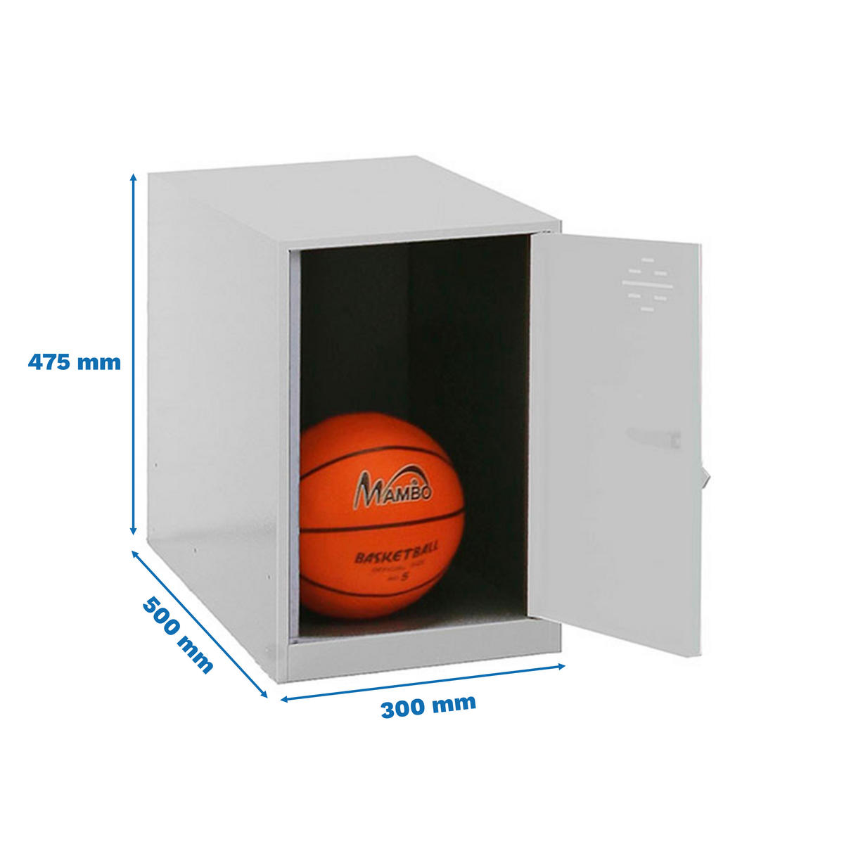 SCHLIESSFACHWÜRFEL Amego HxBxT 47,5x30x50 cm Ohne Standfüße Weiß-Grau Spind - Weiß, Metall (30/47.5/50cm) - PROREGAL