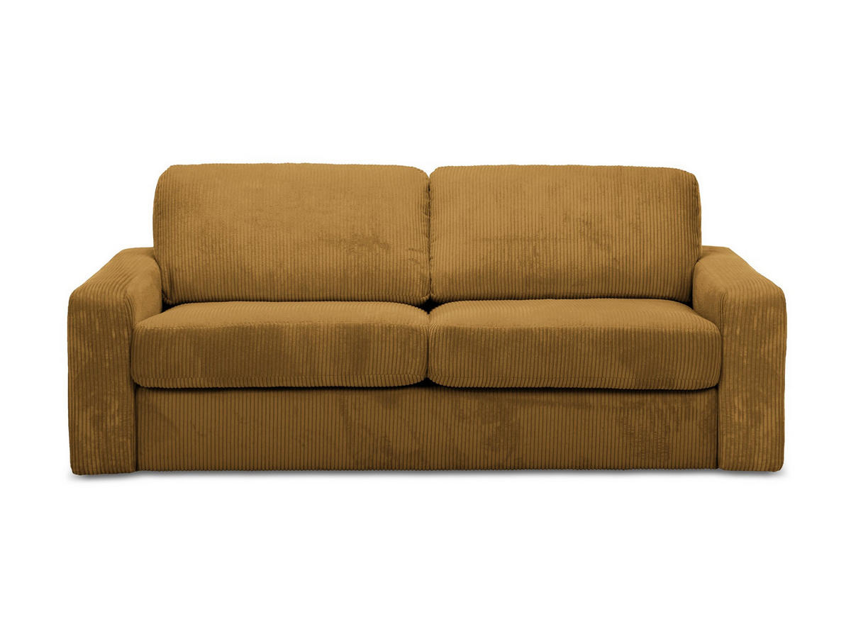3-SITZER SOFA mit Schlaffunktion Cord Stoff Gelb - Currygelb/Gelb, Kunststoff/Textil (195/80/100cm) - Makamii
