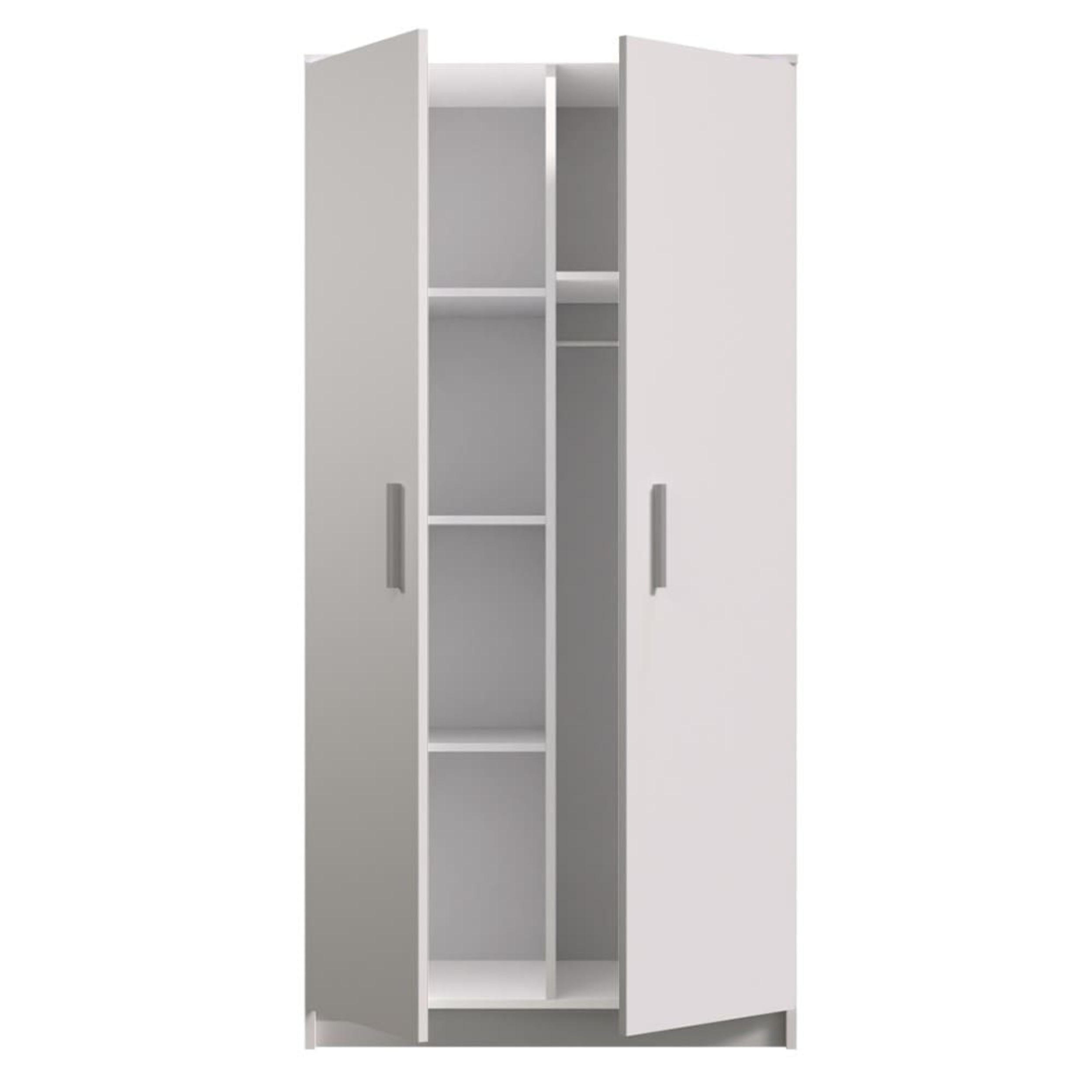 DREHTÜRENSCHRANK - MARSALA 2D Weiß - Weiß, Holzwerkstoff/Metall (80/193/50cm) - Möblo