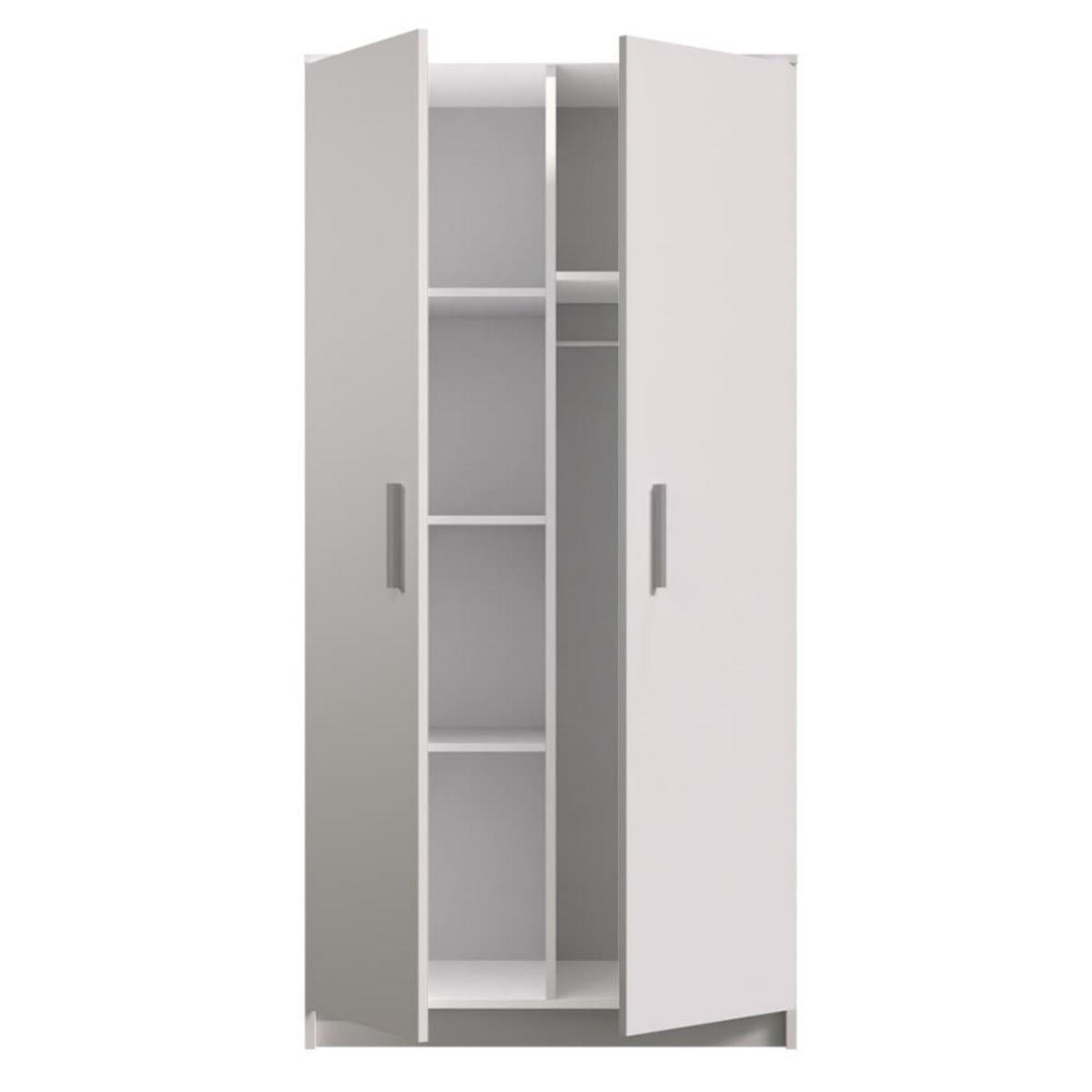 DREHTÜRENSCHRANK - MARSALA 2D Weiß - Weiß, Holzwerkstoff/Metall (80/193/50cm) - Möblo