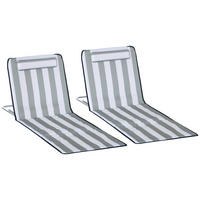 SONNENLIEGE klappbar Gartenliege mit Kopfkissen Liegestuhl mit 5-Fach verstellbare Rückenlehne Tragetasche Hellgrau - Hellgrau, Metall (134/43/48cm)