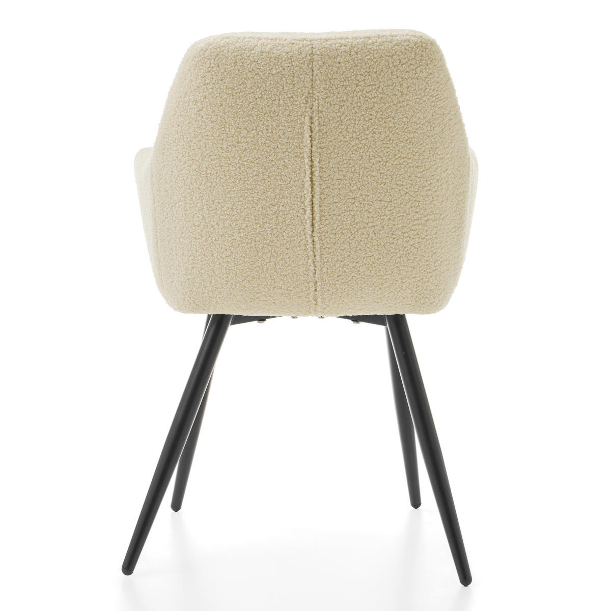 STUHL BOUCLE gepolsterter - hellbeige ecru - Boucle TEDDY - Beige/Schwarz, Metall (58/87/61cm) - NEW HOME