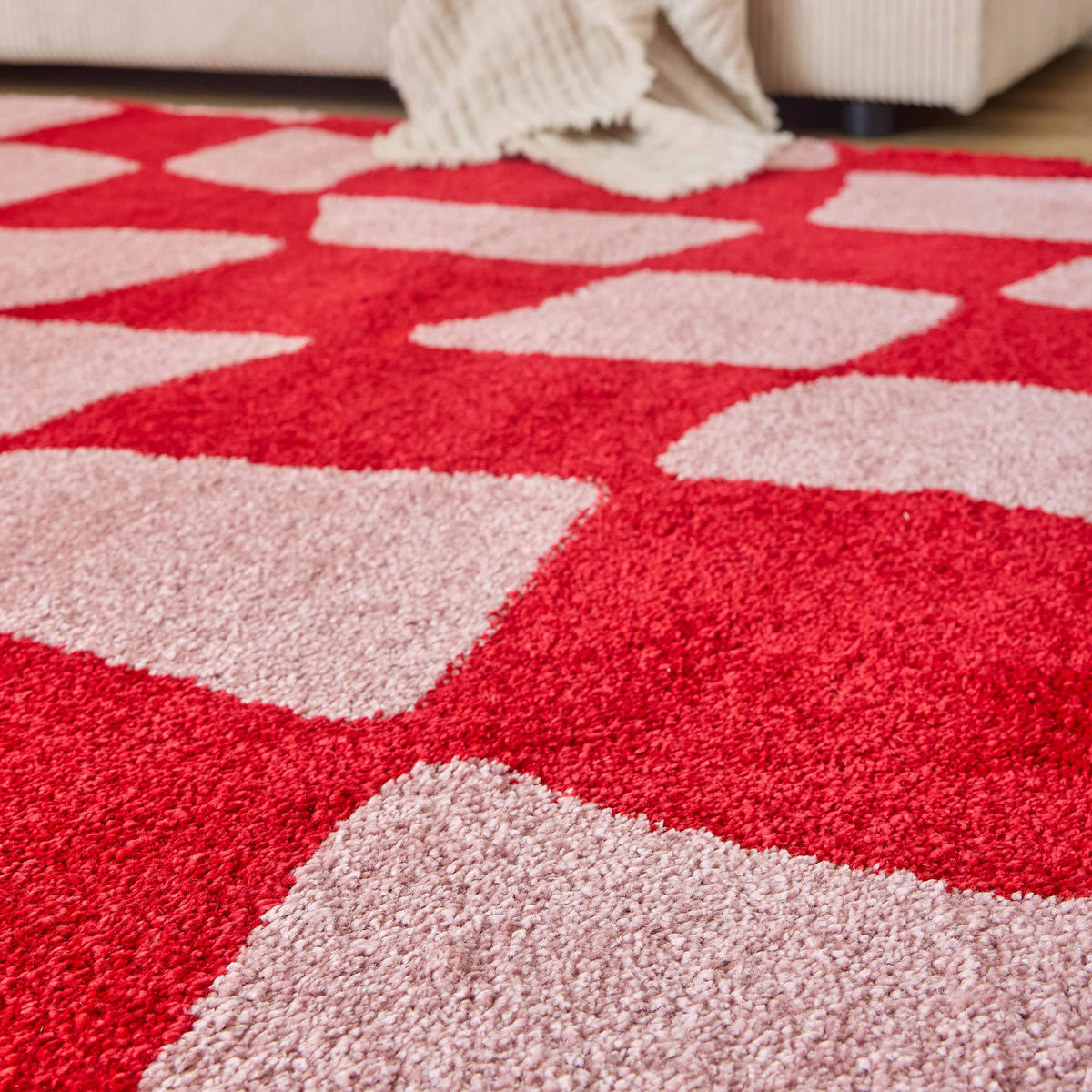 TEPPICH vintage karos rot Groovy 120x160 cm - Rot, Textil (120/160cm) - Nazar Rugs
