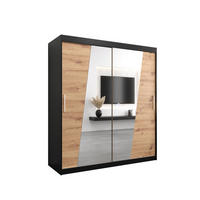 SCHWEBETÜRENSCHRANK 200/180/62 2-türig - Silberfarben/Schwarz, Holz/Kunststoff (180/200/62cm) - Abiks Möbel