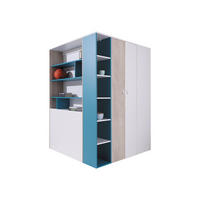 ECKKLEIDERSCHRANK Planet 01 L / P - Blau/Eichefarben, Holzwerkstoff (135/190/135cm)