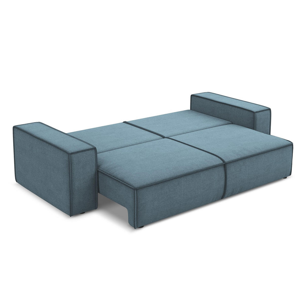 3-SITZER SOFA mit Schlaffunktion Strukturstoff Stoff Blau - Blau/Schwarz, Kunststoff/Textil (255/85/105cm) - LaMiaSofa