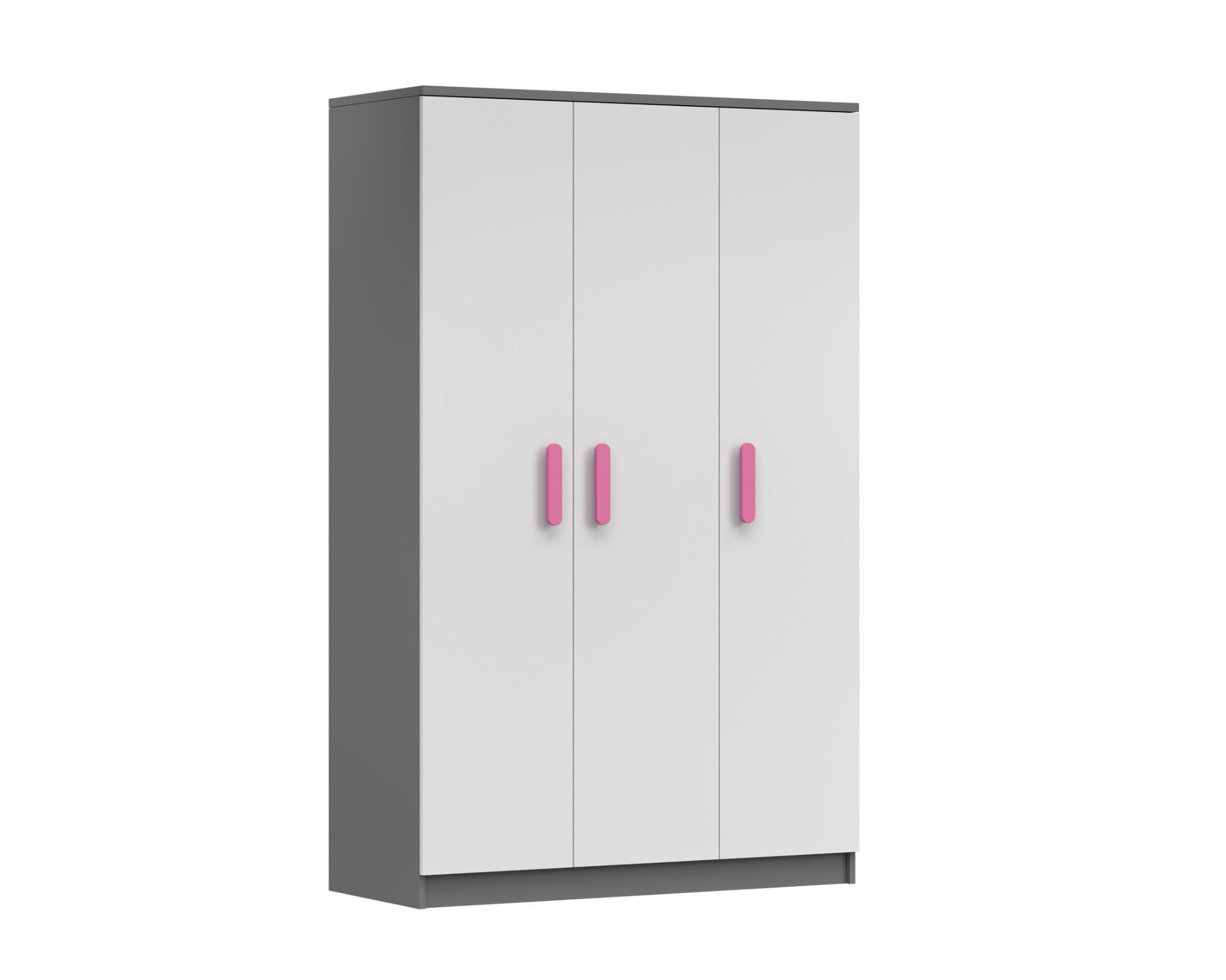 Deine Möbel 24 Kinderkleiderschrank Weiß, Grau, Rosa 120x192x50 cm