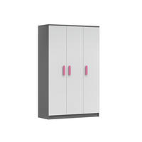 KINDERKLEIDERSCHRANK INGE 19 120/192/50 cm Weiß+Grau/Rosa - Weiß/Rosa, Holzwerkstoff (120/192/50cm) - Deine Möbel 24