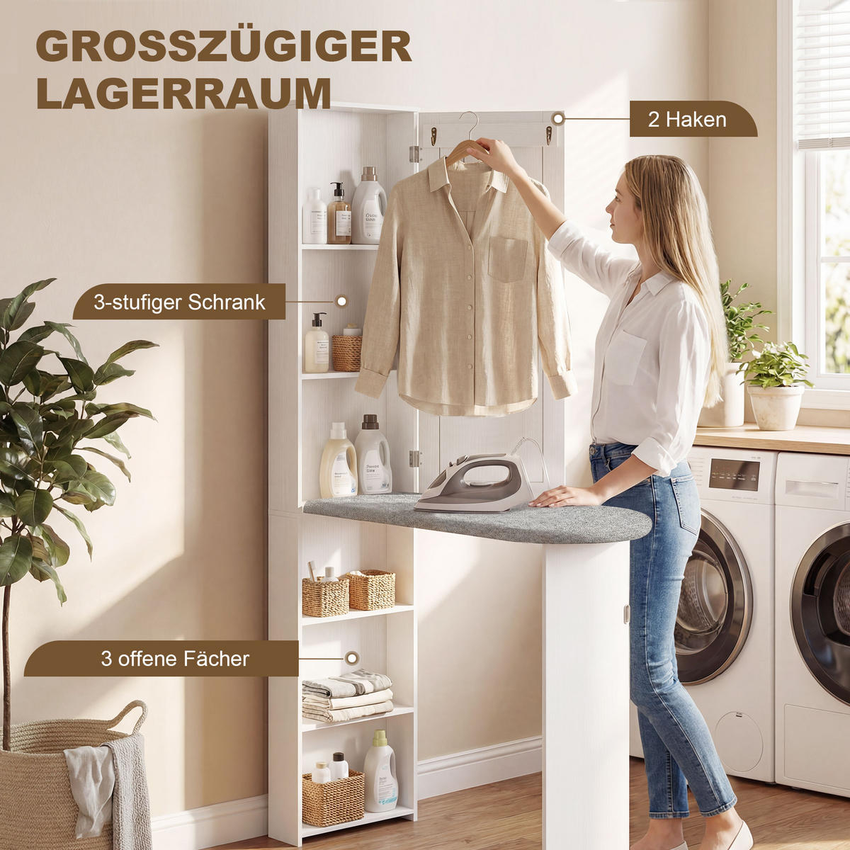 BÜGELBRETTSCHRANK DE-09593 Weiß - Weiß, Holzwerkstoff (106/174/35cm) - ComfortXL