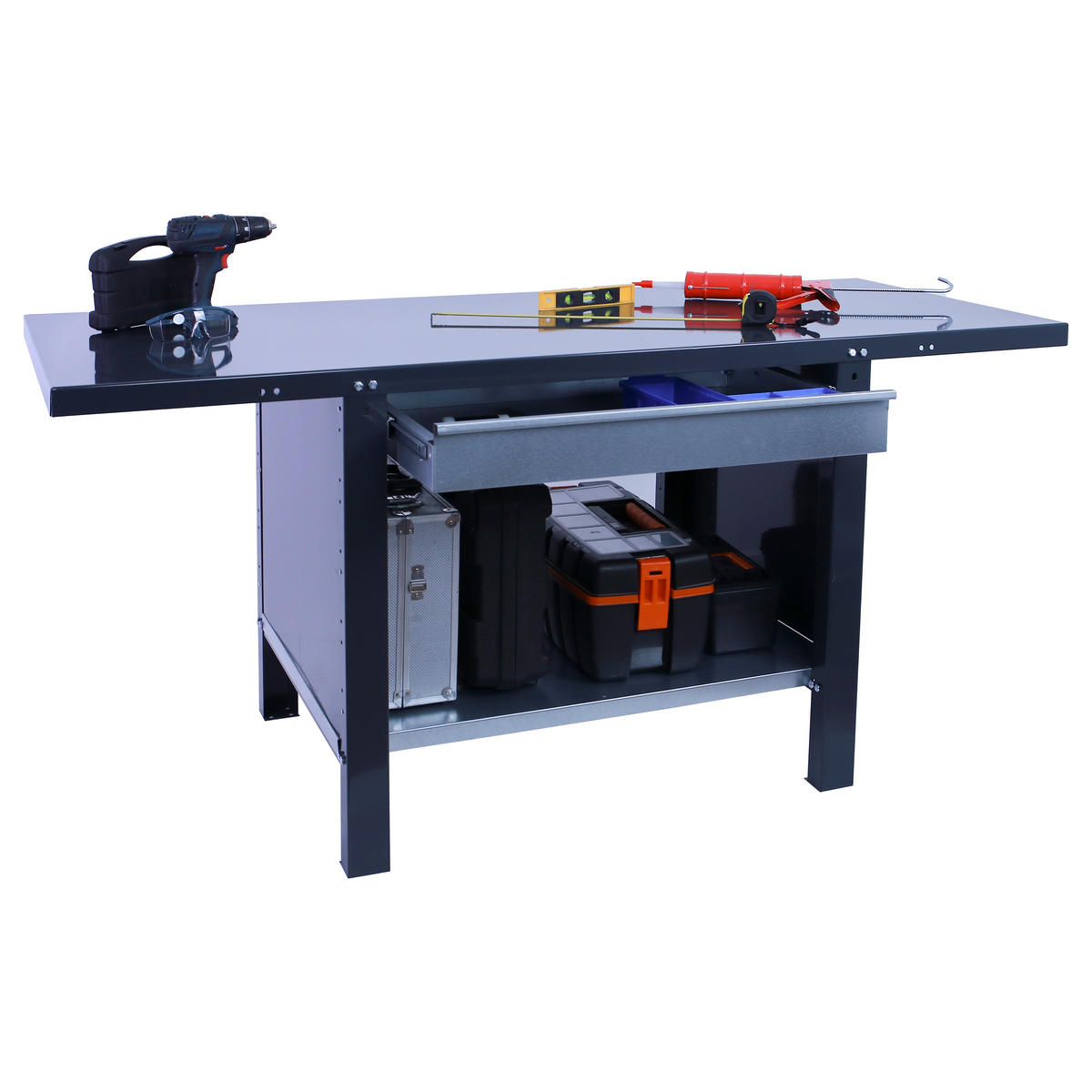 WERKBANK Buffalo Metal mit 1x Schublade HxBxT 83 x 180 x 73 cm Traglast 700 kg Anthrazit - Anthrazit, Metall (180/83/73cm) - PROREGAL