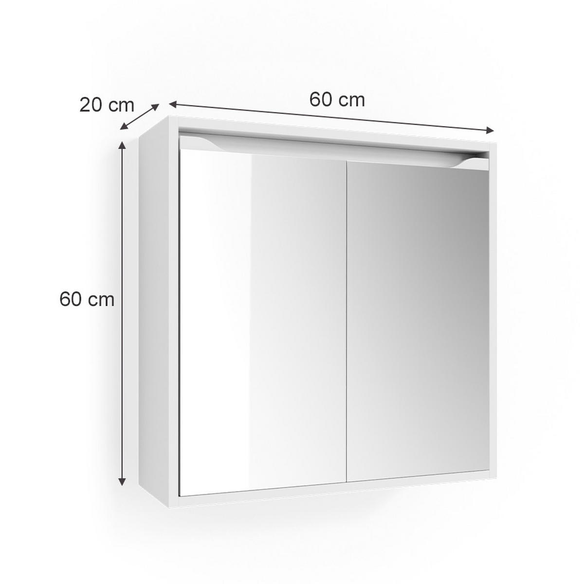 BADSPIEGELSCHRANK Ruben Weiß 60 x 60 cm - Weiß, Holzwerkstoff (60/60/20cm) - Vicco
