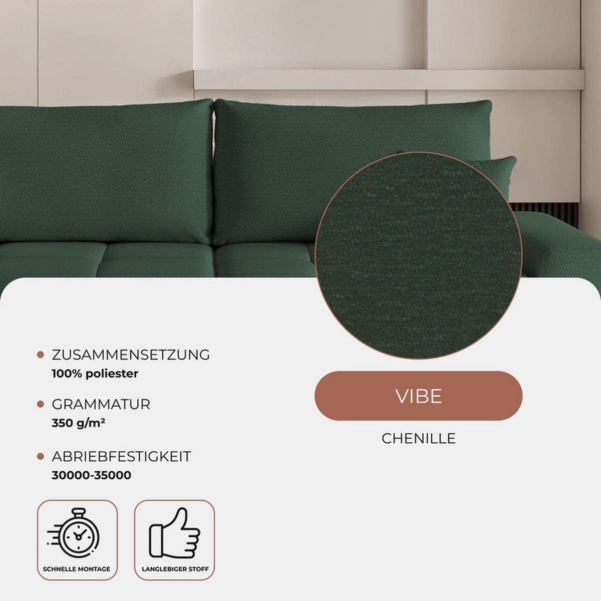 ECKSOFA TARA mit Schlaffunktion und Bettkasten Grün - Grün, Holzwerkstoff/Kunststoff (250/90cm) - Idohome
