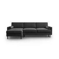 AUSKLAPPBARES-ECKSOFA links mit Container Scott aus Samt grau 5 Sitzplätze - Grau, Textil (142/212cm) - Micadoni