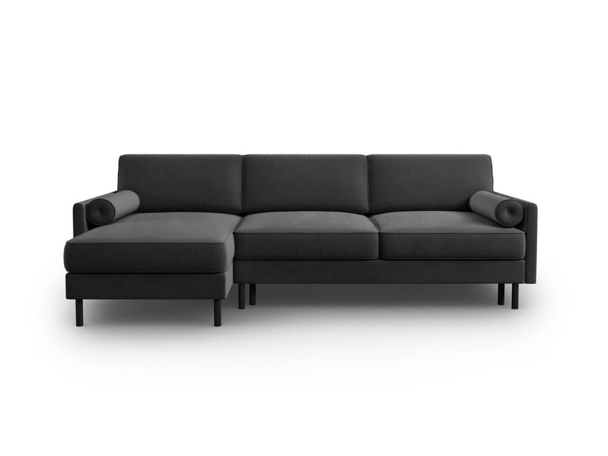 AUSKLAPPBARES-ECKSOFA links mit Container Scott aus Samt grau 5 Sitzplätze - Grau, Textil (142/212cm) - Micadoni