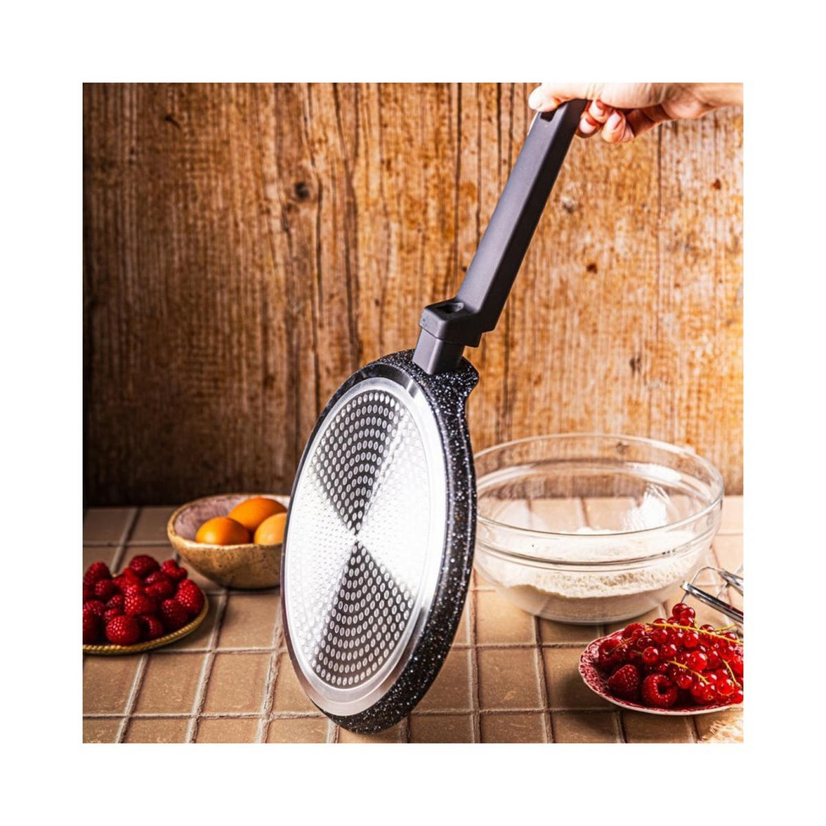 CRÊPEPFANNE Schwarz 24/24/1.7 cm 63859 - Schwarz, Metall (24cm) - Klausberg 