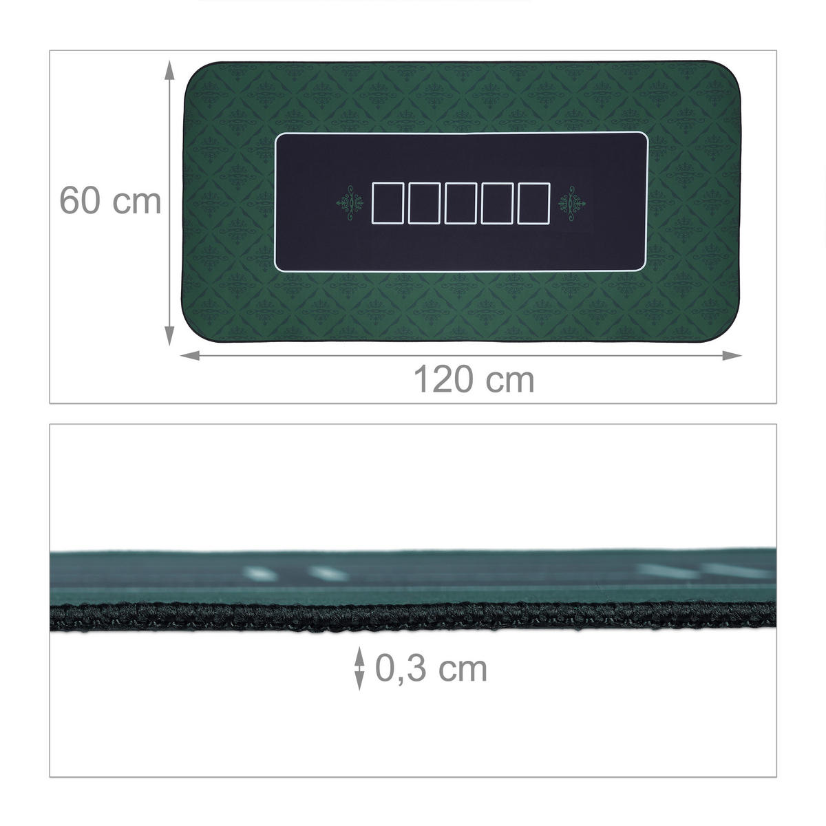 POKERMATTE - Dunkelgrün, Kunststoff/Textil (120/60cm) - Relaxdays