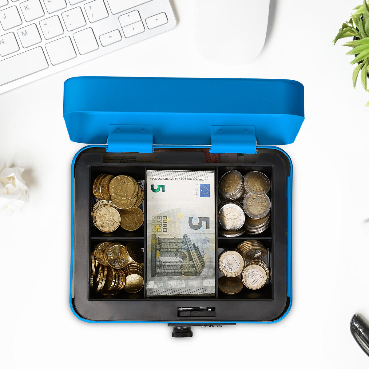 POKLADŇA - modrá, kov/plast (20/8.5/17cm) - Relaxdays