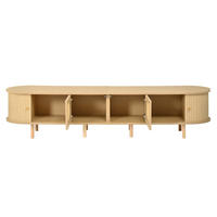 TV-SCHRANK 180/40/40 cm Helles Holz mit Rattan-Design und 4 Türen - Naturfarben, Holzwerkstoff (180/40/40cm) - Oxeza