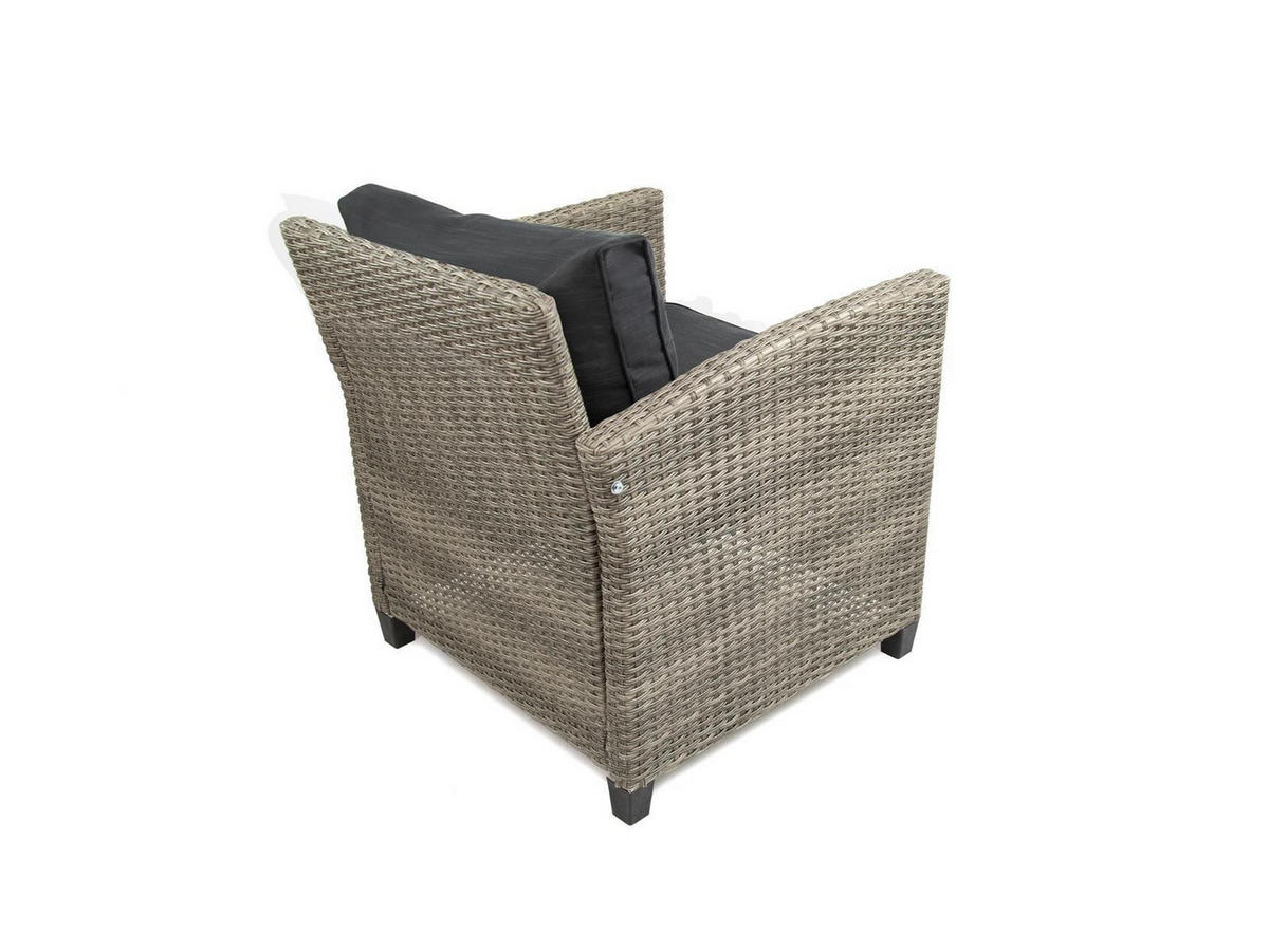 GARTEN-ESSGRUPPE Madeira II Grau Polyrattan für 7 Personen - Braun, Kunststoff - Green Spirit