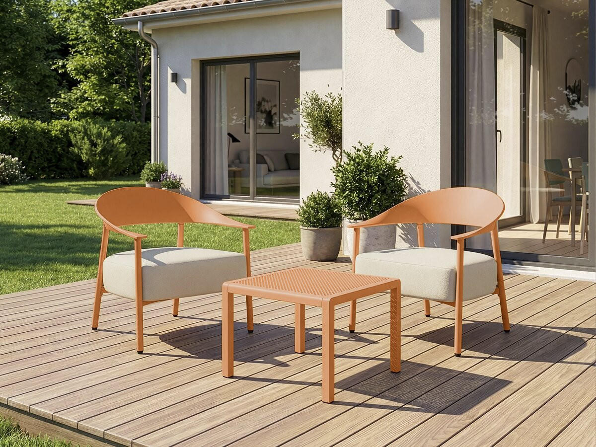 LOUNGEGARNITUR Céora 2-Sitzer Orange - Orange, Metall - Habitat Garten