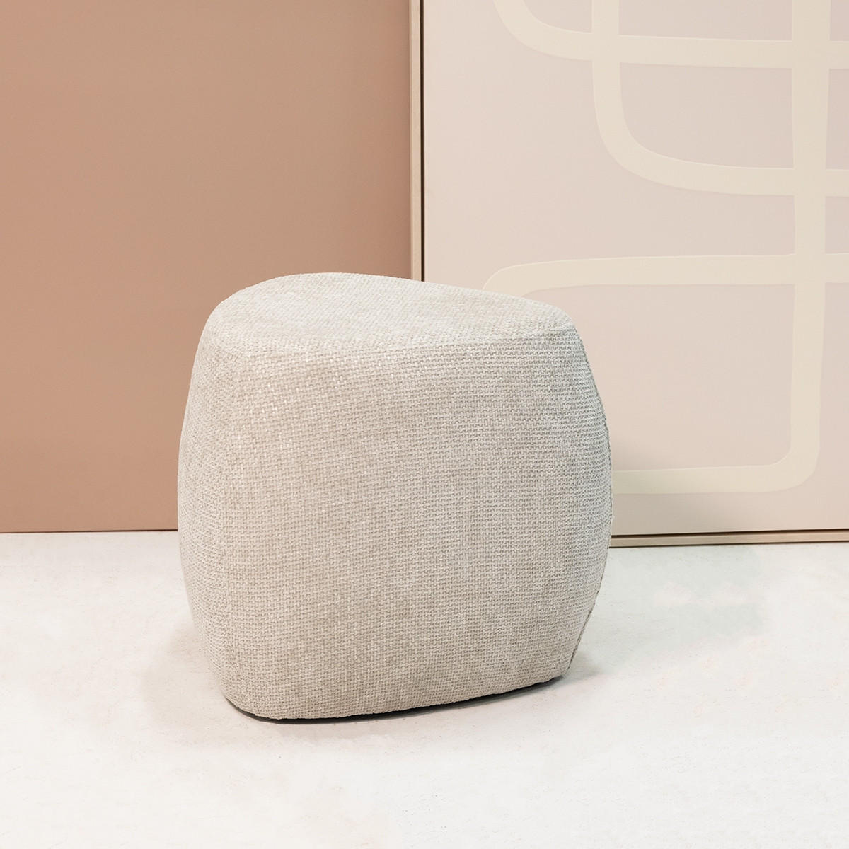 HOCKER aus Stoff 46x46x43cm, beige - Beige, Textil (46/43/46cm) - Giga Meubel